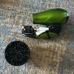 Green Hair Dryer with Diffuser